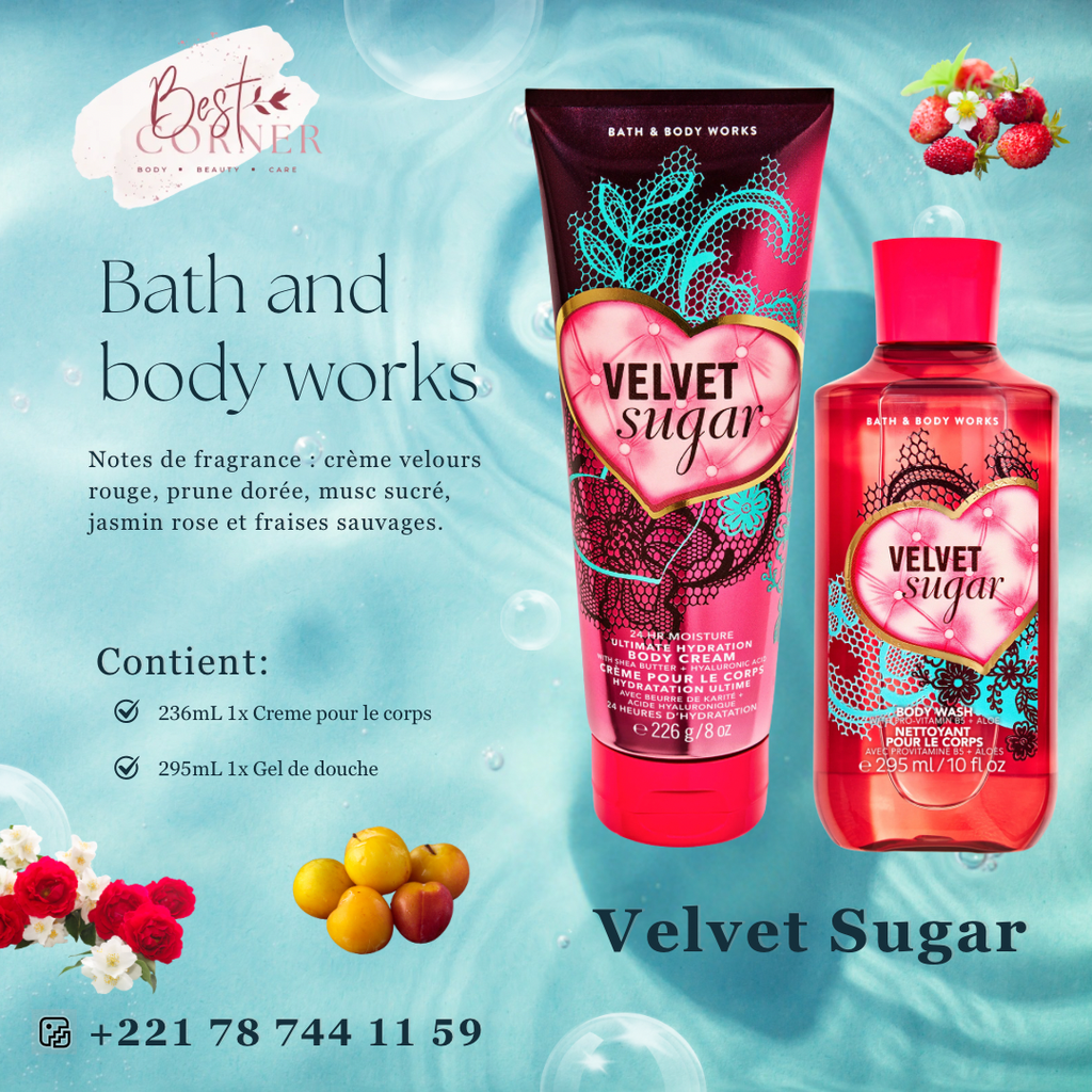 BATH & BW VETVET SUGAR DUO CRÈME & GEL DE DOUCHE